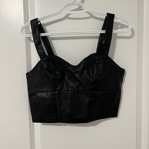 Dynamite faux leather crop bustier style top